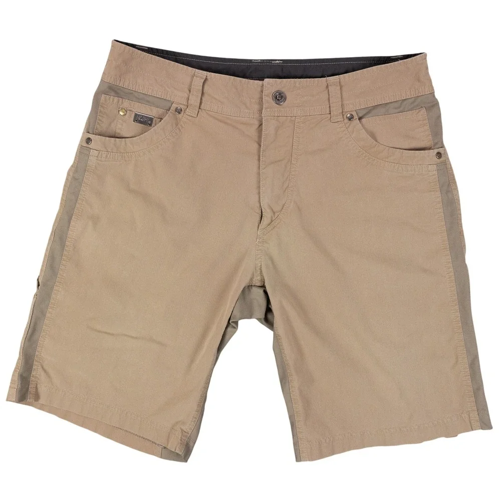 Kuhl Radikl Shorts Cargo Hiking Mens 34 Khaki Cotton Blend Stretch Tech # 5068
